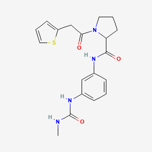 molecular formula C19H22N4O3S B7325598 N-[3-(methylcarbamoylamino)phenyl]-1-(2-thiophen-2-ylacetyl)pyrrolidine-2-carboxamide 