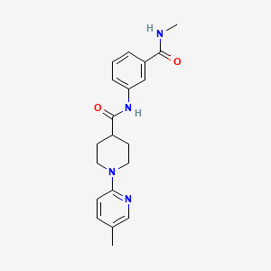 molecular formula C20H24N4O2 B7325610 N-[3-(methylcarbamoyl)phenyl]-1-(5-methylpyridin-2-yl)piperidine-4-carboxamide 