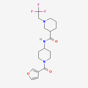 molecular formula C18H24F3N3O3 B7325613 N-[1-(furan-3-carbonyl)piperidin-4-yl]-1-(2,2,2-trifluoroethyl)piperidine-3-carboxamide 