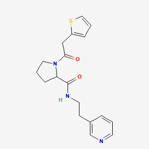 molecular formula C18H21N3O2S B7325619 N-(2-pyridin-3-ylethyl)-1-(2-thiophen-2-ylacetyl)pyrrolidine-2-carboxamide 