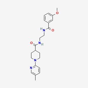molecular formula C22H28N4O3 B7325621 N-[2-[(3-methoxybenzoyl)amino]ethyl]-1-(5-methylpyridin-2-yl)piperidine-4-carboxamide 