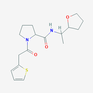molecular formula C17H24N2O3S B7325642 N-[1-(oxolan-2-yl)ethyl]-1-(2-thiophen-2-ylacetyl)pyrrolidine-2-carboxamide 