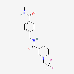 molecular formula C17H22F3N3O2 B7325648 N-[[4-(methylcarbamoyl)phenyl]methyl]-1-(2,2,2-trifluoroethyl)piperidine-3-carboxamide 
