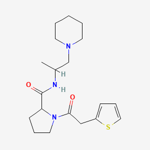 molecular formula C19H29N3O2S B7325655 N-(1-piperidin-1-ylpropan-2-yl)-1-(2-thiophen-2-ylacetyl)pyrrolidine-2-carboxamide 