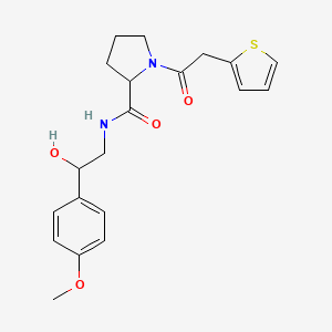 molecular formula C20H24N2O4S B7325671 N-[2-hydroxy-2-(4-methoxyphenyl)ethyl]-1-(2-thiophen-2-ylacetyl)pyrrolidine-2-carboxamide 