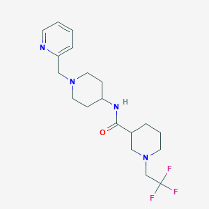 molecular formula C19H27F3N4O B7325686 N-[1-(pyridin-2-ylmethyl)piperidin-4-yl]-1-(2,2,2-trifluoroethyl)piperidine-3-carboxamide 