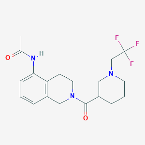 molecular formula C19H24F3N3O2 B7325711 N-[2-[1-(2,2,2-trifluoroethyl)piperidine-3-carbonyl]-3,4-dihydro-1H-isoquinolin-5-yl]acetamide 