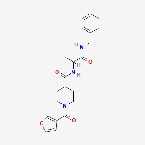 molecular formula C21H25N3O4 B7325720 N-[1-(benzylamino)-1-oxopropan-2-yl]-1-(furan-3-carbonyl)piperidine-4-carboxamide 