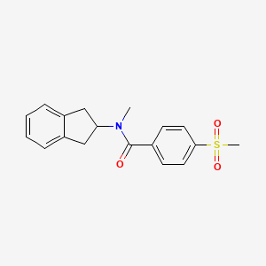 molecular formula C18H19NO3S B7325750 N-(2,3-dihydro-1H-inden-2-yl)-N-methyl-4-methylsulfonylbenzamide 