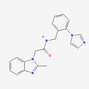 molecular formula C20H19N5O B7325771 N-[(2-imidazol-1-ylphenyl)methyl]-2-(2-methylbenzimidazol-1-yl)acetamide 