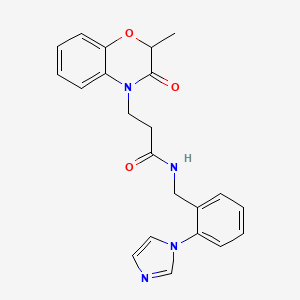 molecular formula C22H22N4O3 B7325799 N-[(2-imidazol-1-ylphenyl)methyl]-3-(2-methyl-3-oxo-1,4-benzoxazin-4-yl)propanamide 