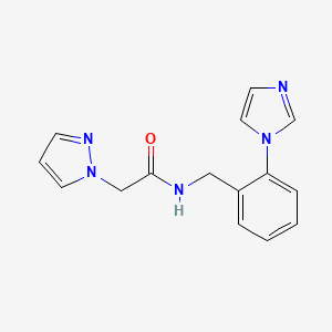 molecular formula C15H15N5O B7325808 N-[(2-imidazol-1-ylphenyl)methyl]-2-pyrazol-1-ylacetamide 