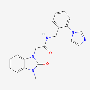 molecular formula C20H19N5O2 B7325816 N-[(2-imidazol-1-ylphenyl)methyl]-2-(3-methyl-2-oxobenzimidazol-1-yl)acetamide 