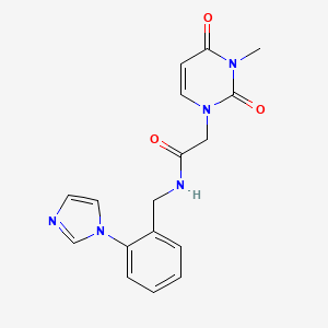 molecular formula C17H17N5O3 B7325820 N-[(2-imidazol-1-ylphenyl)methyl]-2-(3-methyl-2,4-dioxopyrimidin-1-yl)acetamide 