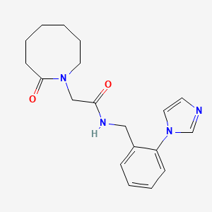 molecular formula C19H24N4O2 B7325843 N-[(2-imidazol-1-ylphenyl)methyl]-2-(2-oxoazocan-1-yl)acetamide 