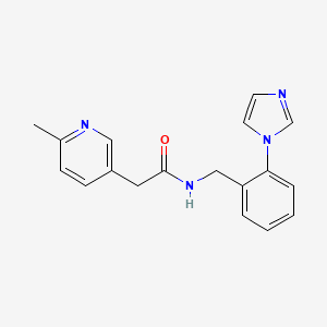 molecular formula C18H18N4O B7325855 N-[(2-imidazol-1-ylphenyl)methyl]-2-(6-methylpyridin-3-yl)acetamide 