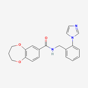 molecular formula C20H19N3O3 B7325862 N-[(2-imidazol-1-ylphenyl)methyl]-3,4-dihydro-2H-1,5-benzodioxepine-7-carboxamide 