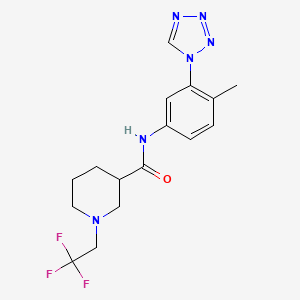 molecular formula C16H19F3N6O B7325896 N-[4-methyl-3-(tetrazol-1-yl)phenyl]-1-(2,2,2-trifluoroethyl)piperidine-3-carboxamide 