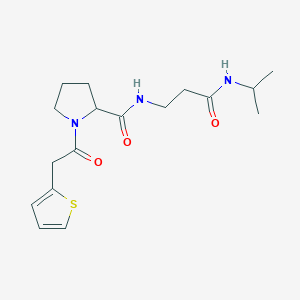 molecular formula C17H25N3O3S B7325900 N-[3-oxo-3-(propan-2-ylamino)propyl]-1-(2-thiophen-2-ylacetyl)pyrrolidine-2-carboxamide 