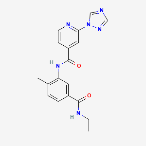 molecular formula C18H18N6O2 B7325914 N-[5-(ethylcarbamoyl)-2-methylphenyl]-2-(1,2,4-triazol-1-yl)pyridine-4-carboxamide 