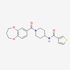 molecular formula C20H22N2O4S B7326006 N-[1-(3,4-dihydro-2H-1,5-benzodioxepine-7-carbonyl)piperidin-4-yl]thiophene-3-carboxamide 