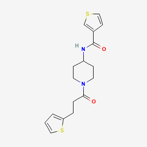 molecular formula C17H20N2O2S2 B7326013 N-[1-(3-thiophen-2-ylpropanoyl)piperidin-4-yl]thiophene-3-carboxamide 