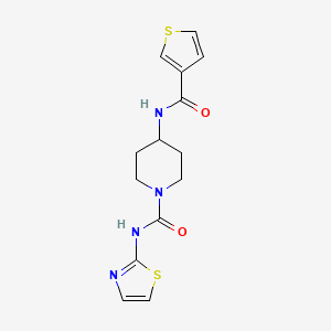 molecular formula C14H16N4O2S2 B7326018 N-(1,3-thiazol-2-yl)-4-(thiophene-3-carbonylamino)piperidine-1-carboxamide 