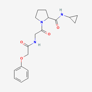 molecular formula C18H23N3O4 B7326073 N-cyclopropyl-1-[2-[(2-phenoxyacetyl)amino]acetyl]pyrrolidine-2-carboxamide 