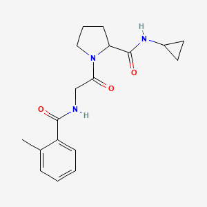 molecular formula C18H23N3O3 B7326090 N-cyclopropyl-1-[2-[(2-methylbenzoyl)amino]acetyl]pyrrolidine-2-carboxamide 