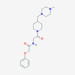 molecular formula C21H32N4O3 B7326165 N-[2-[4-[(4-methylpiperazin-1-yl)methyl]piperidin-1-yl]-2-oxoethyl]-2-phenoxyacetamide 