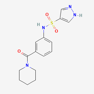 molecular formula C15H18N4O3S B7326188 N-[3-(piperidine-1-carbonyl)phenyl]-1H-pyrazole-4-sulfonamide 