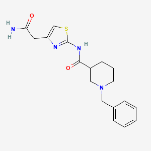 molecular formula C18H22N4O2S B7326189 N-[4-(2-amino-2-oxoethyl)-1,3-thiazol-2-yl]-1-benzylpiperidine-3-carboxamide 