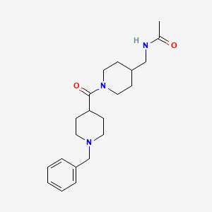 molecular formula C21H31N3O2 B7326275 N-[[1-(1-benzylpiperidine-4-carbonyl)piperidin-4-yl]methyl]acetamide 