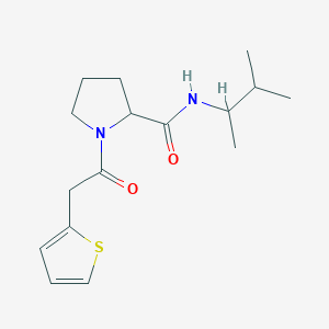 molecular formula C16H24N2O2S B7326320 N-(3-methylbutan-2-yl)-1-(2-thiophen-2-ylacetyl)pyrrolidine-2-carboxamide 