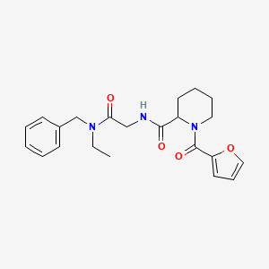 molecular formula C22H27N3O4 B7326328 N-[2-[benzyl(ethyl)amino]-2-oxoethyl]-1-(furan-2-carbonyl)piperidine-2-carboxamide 