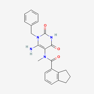 molecular formula C22H22N4O3 B7326369 N-(6-amino-1-benzyl-2,4-dioxopyrimidin-5-yl)-N-methyl-2,3-dihydro-1H-indene-4-carboxamide 