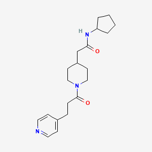 molecular formula C20H29N3O2 B7326394 N-cyclopentyl-2-[1-(3-pyridin-4-ylpropanoyl)piperidin-4-yl]acetamide 