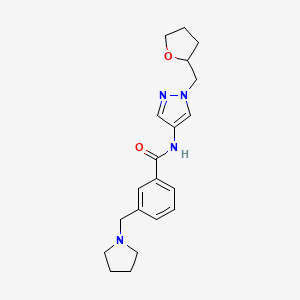 molecular formula C20H26N4O2 B7326438 N-[1-(oxolan-2-ylmethyl)pyrazol-4-yl]-3-(pyrrolidin-1-ylmethyl)benzamide 