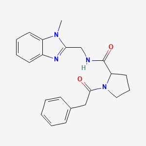molecular formula C22H24N4O2 B7326495 N-[(1-methylbenzimidazol-2-yl)methyl]-1-(2-phenylacetyl)pyrrolidine-2-carboxamide 