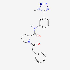 molecular formula C21H22N6O2 B7326503 N-[3-(1-methyltetrazol-5-yl)phenyl]-1-(2-phenylacetyl)pyrrolidine-2-carboxamide 