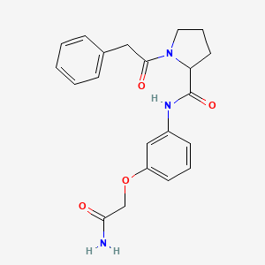 molecular formula C21H23N3O4 B7326513 N-[3-(2-amino-2-oxoethoxy)phenyl]-1-(2-phenylacetyl)pyrrolidine-2-carboxamide 