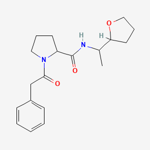 molecular formula C19H26N2O3 B7326519 N-[1-(oxolan-2-yl)ethyl]-1-(2-phenylacetyl)pyrrolidine-2-carboxamide 