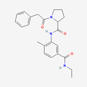 molecular formula C23H27N3O3 B7326535 N-[5-(ethylcarbamoyl)-2-methylphenyl]-1-(2-phenylacetyl)pyrrolidine-2-carboxamide 