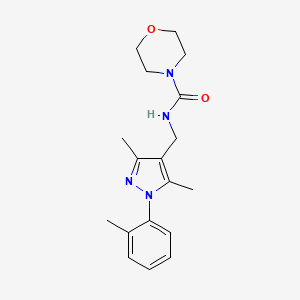 molecular formula C18H24N4O2 B7326563 N-[[3,5-dimethyl-1-(2-methylphenyl)pyrazol-4-yl]methyl]morpholine-4-carboxamide 