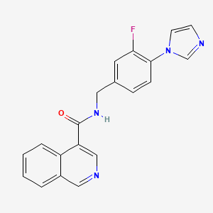molecular formula C20H15FN4O B7326568 N-[(3-fluoro-4-imidazol-1-ylphenyl)methyl]isoquinoline-4-carboxamide 