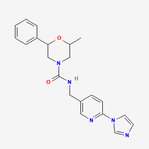 molecular formula C21H23N5O2 B7326578 N-[(6-imidazol-1-ylpyridin-3-yl)methyl]-2-methyl-6-phenylmorpholine-4-carboxamide 