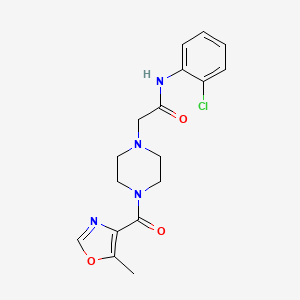 molecular formula C17H19ClN4O3 B7326602 N-(2-chlorophenyl)-2-[4-(5-methyl-1,3-oxazole-4-carbonyl)piperazin-1-yl]acetamide 
