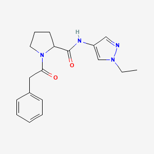 molecular formula C18H22N4O2 B7326655 N-(1-ethylpyrazol-4-yl)-1-(2-phenylacetyl)pyrrolidine-2-carboxamide 