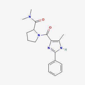 molecular formula C18H22N4O2 B7326800 N,N-dimethyl-1-(5-methyl-2-phenyl-1H-imidazole-4-carbonyl)pyrrolidine-2-carboxamide 