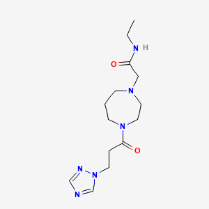 molecular formula C14H24N6O2 B7326873 N-ethyl-2-[4-[3-(1,2,4-triazol-1-yl)propanoyl]-1,4-diazepan-1-yl]acetamide 